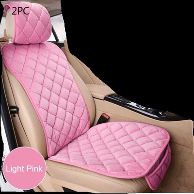 Car seat cushion for winter warmth, slim waist design, single seat rear + backrest, universal plush seat pad for winter, available for wholesale (Wool pad) - plush-single-seat-light-pink