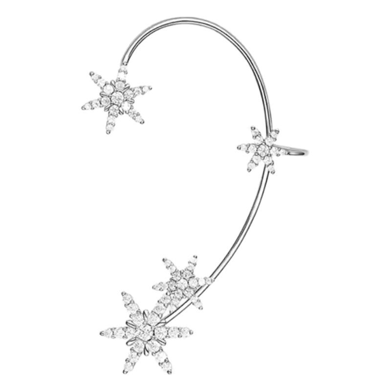 Clips de Oreja con Diseño de Copo de Nieve, sin Perforaciones, de Alta Gama, Únicos, Elegantes y de Diseño Exclusivo, en Oferta Transfronteriza