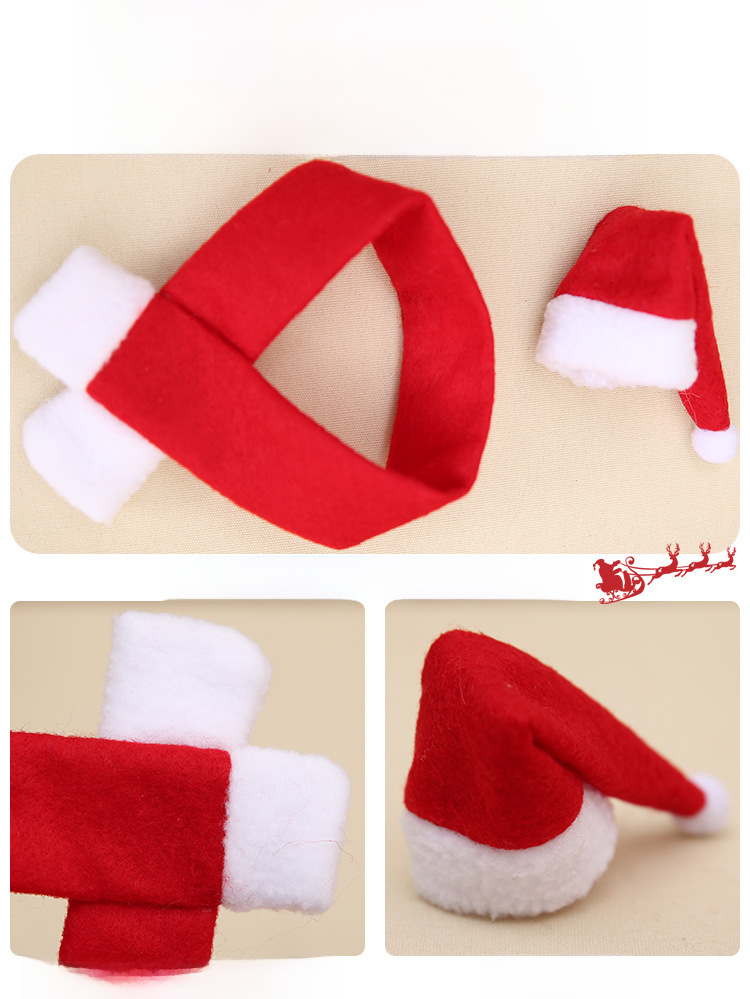 Popular Christmas creative household supplies non-woven scarf + hat wine bottle decoration Christmas wine bottle decoration wholesale_voghion.com