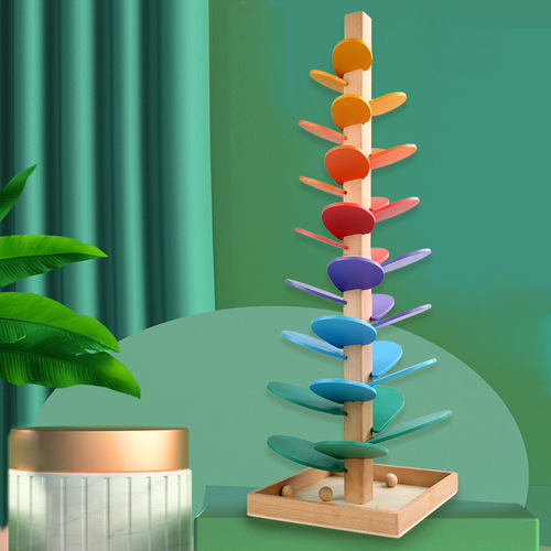 Cross-border early education ins rainbow music tree wooden ball track wisdom tree children's puzzle and play with petals