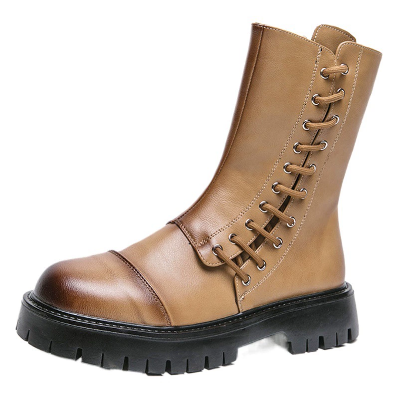 Осенне-зимние Новые мужские повседневные модные ботинки для спецодежды, мотоциклетная мужская обувь, Корейская версия высоких ботинок Martin на шнуровке, оптовая продажа