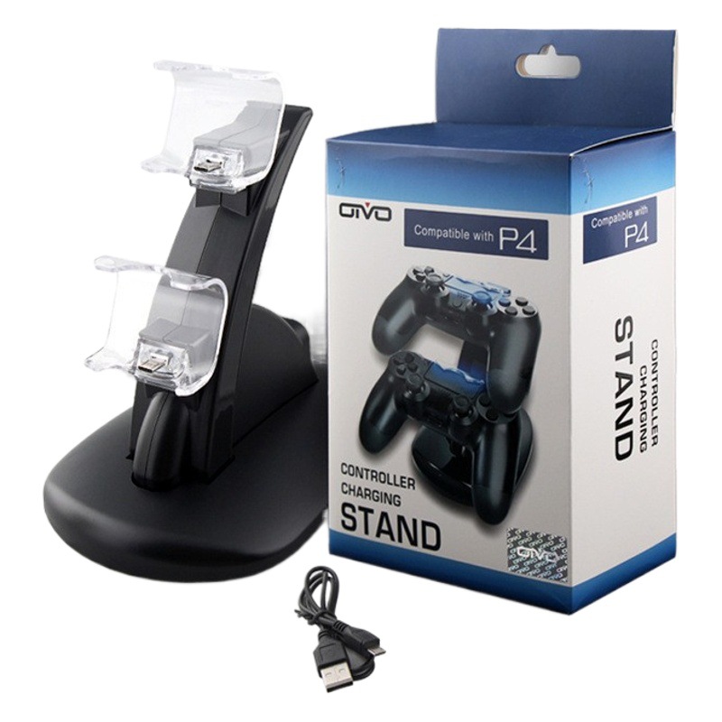 4 mango cargador de luz azul interfaz USB PS4 cargador dual Base de carga USB 4 soporte de cargador Dual 4 cargador Otros juegos