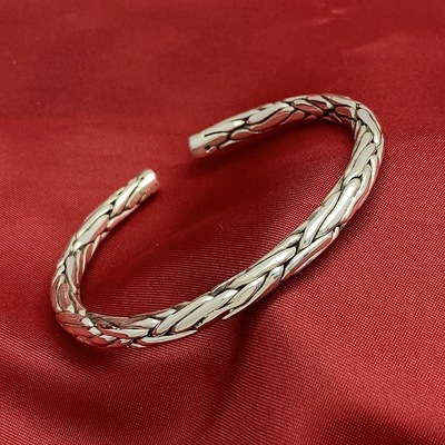 纯银编织手镯 足银999复古多层手工男女款民族风做旧