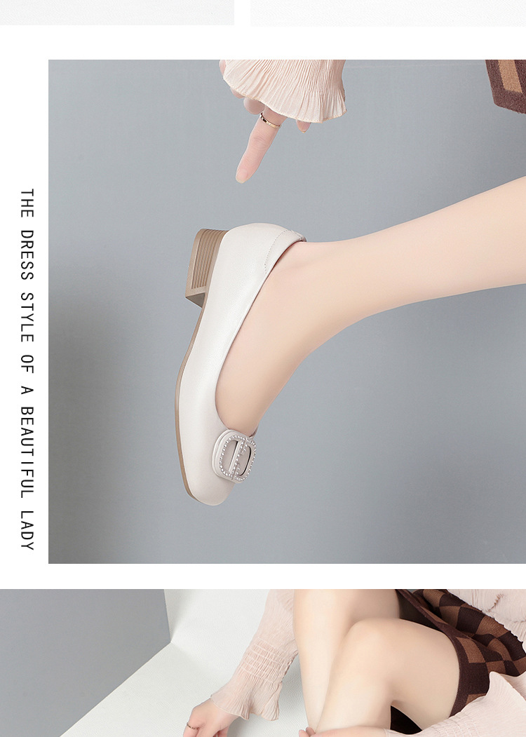 Giày da gót cao mũi tròn bít đế mềm cho nữ trung niên — Màu đen chi tiết 13