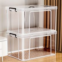 透明收纳箱特大号加厚塑料储物箱家用衣服玩具整理箱有盖带轮箱子