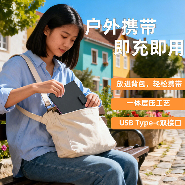 Handheld folding bag solar-powered