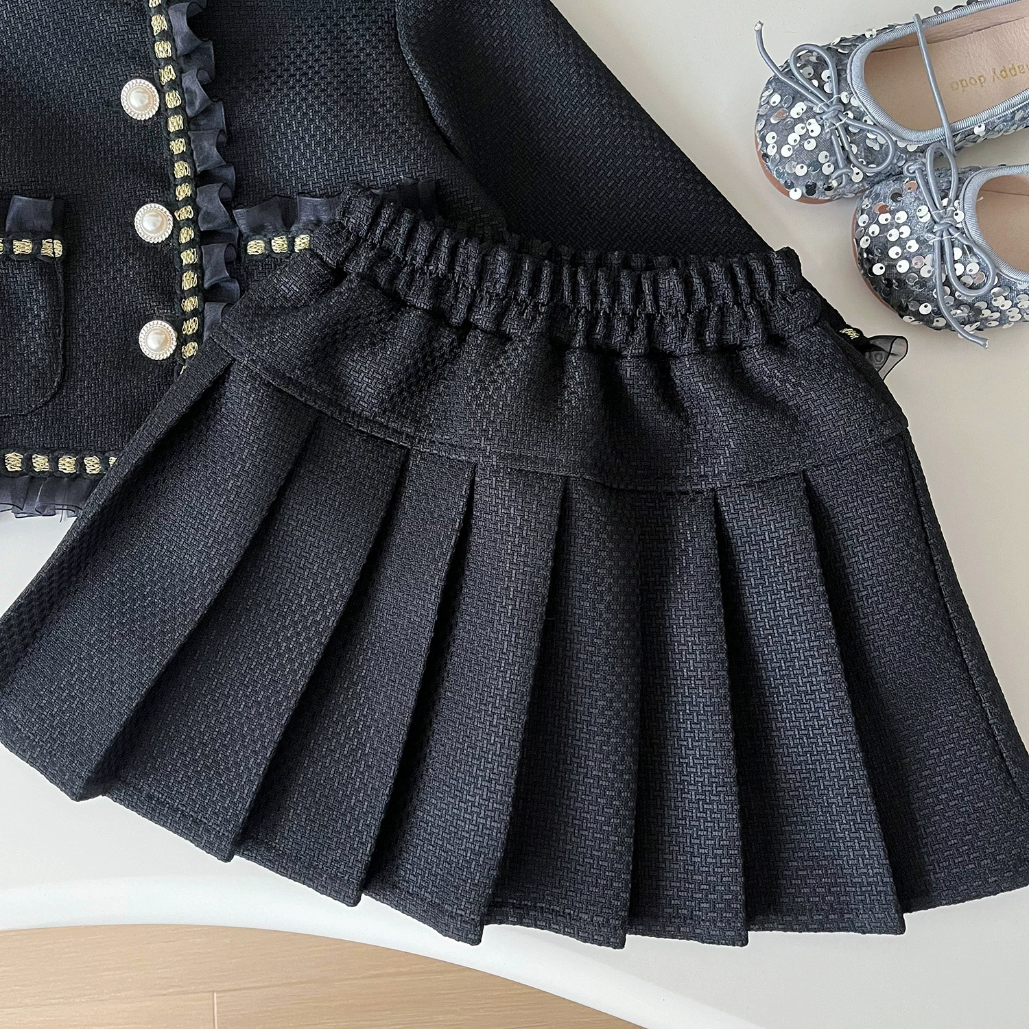Осенний модный комплект, куртка, юбка, корейский стиль, стиль Chanel, западный стиль