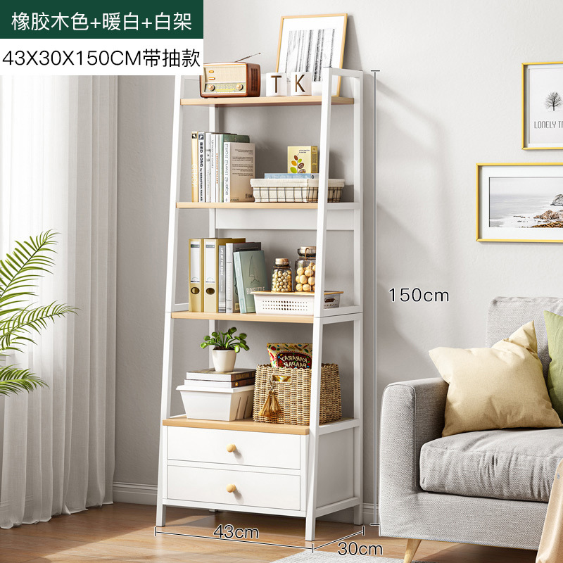 Estante de almacenamiento multicapa para dormitorio sala de estar piso trapezoidal contra la pared mostrando armario de hierro forjado estante de exhibición