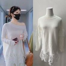 长期现货2025秋赵露思明星同款蕾丝镂空针织衫女小众宽松休闲上衣