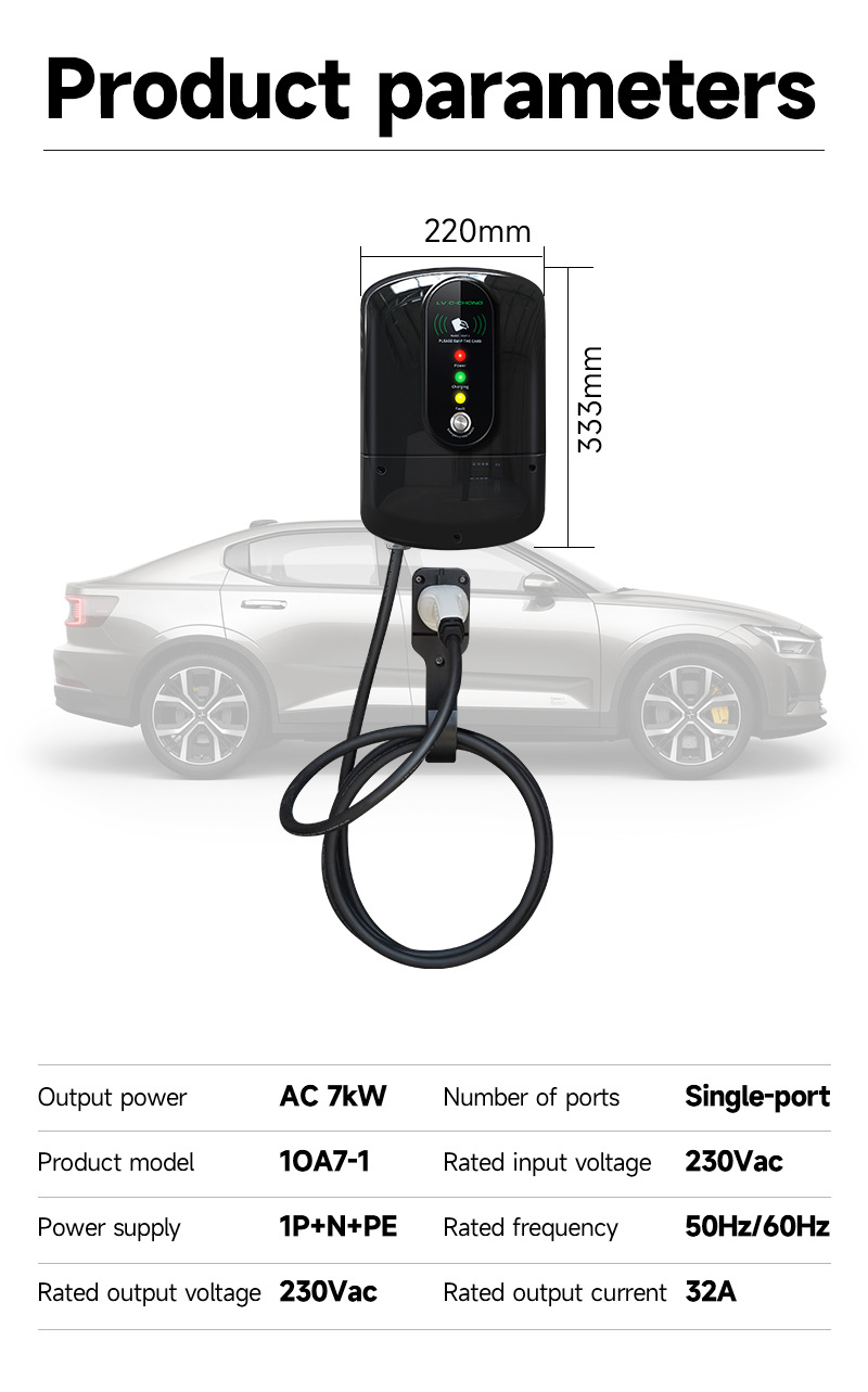European Standard Shared New Energy Ac Charging Station for Parking Lots, Home Use Charging Station, 7Kw Outdoor Waterproof
