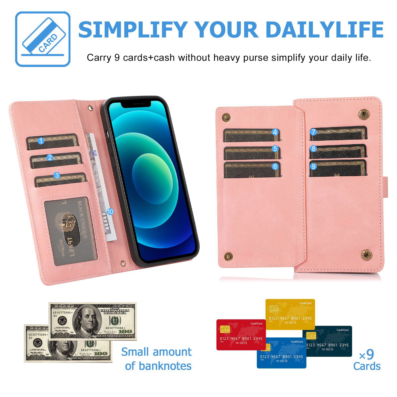 Suitable for iPhone 15 promax Fantasy Multi Card Wallet Holder S24U Crossbody Business Leather Case_voghion.com