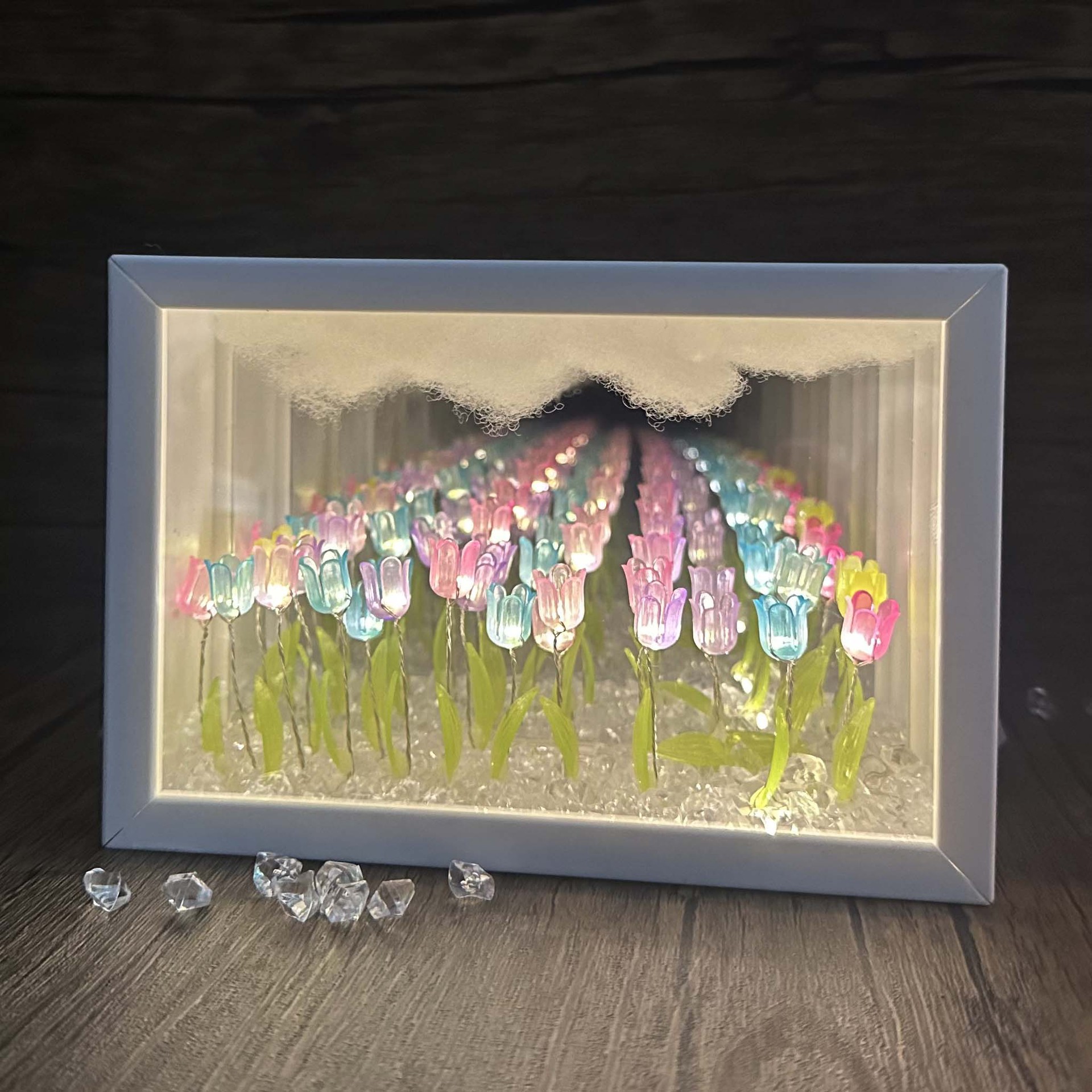 2025 nuevo producto cielo estrellado flor mar bricolaje tulipán hecho a mano luz luminosa luz nocturna atmósfera regalo de cumpleaños amante chica