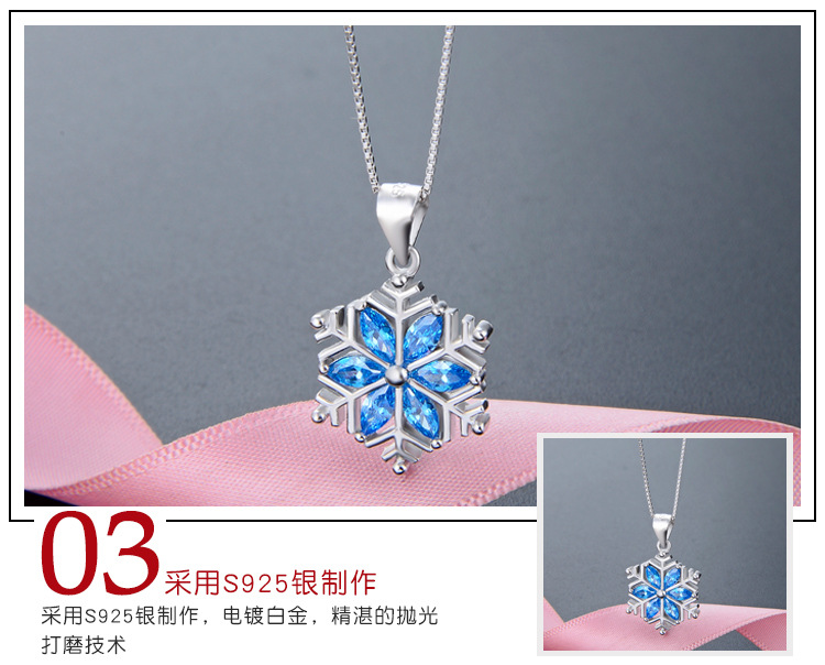 Korean Fashion Necklace Accessories S925 Silver Inlaid Crystal Snowflake Pendant display picture 4