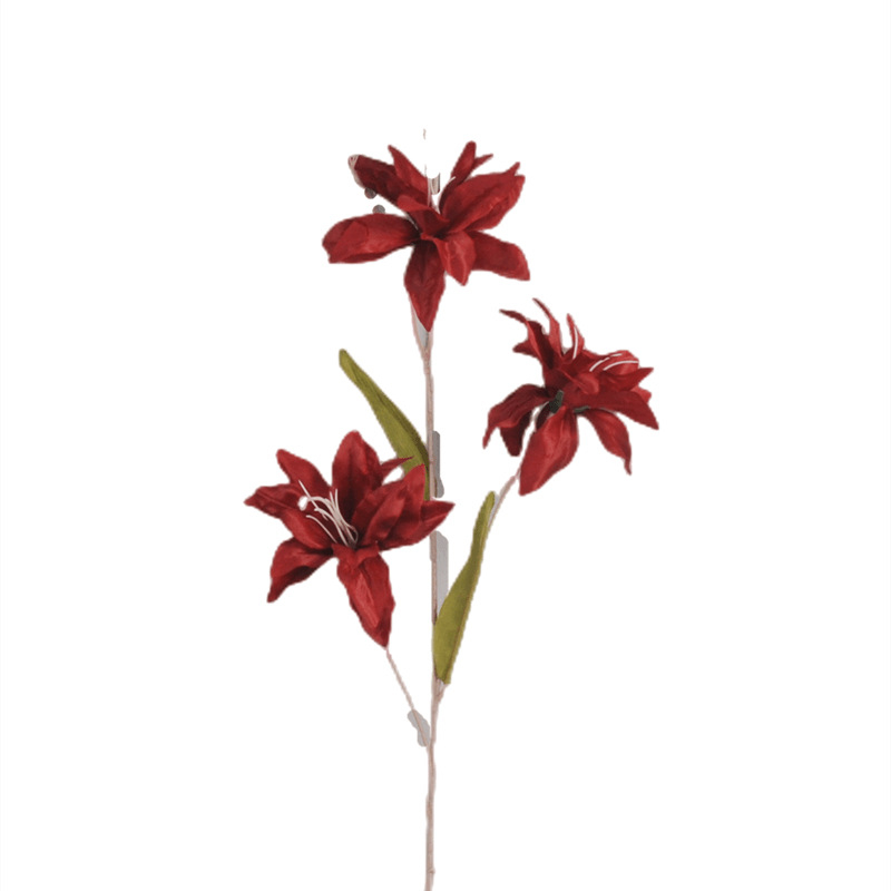 Flor Artificial 3 pequeño Lirio Rosa Lirio Rojo accesorios de la boda decoración al aire libre Flor de seda flor falsa al por mayor