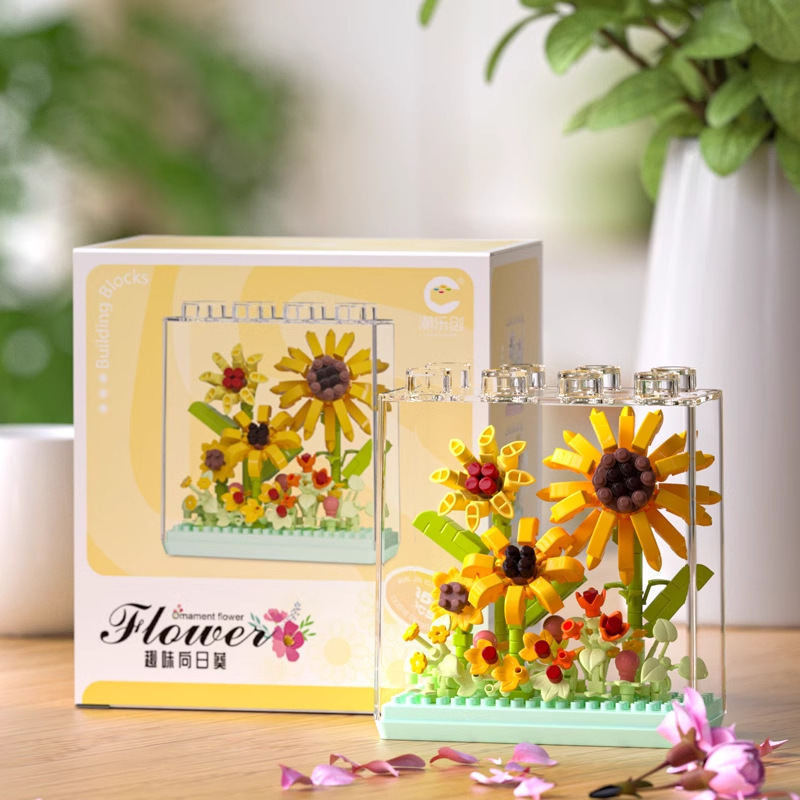 Caja de flores compatible con palabras clave de alta rosa bloques de construcción buquete de flores inmortales juguetes de ensamblaje ornamentos hechos a mano regalos de Año Nuevo