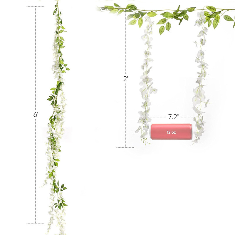 Simulación de flores falsas de wisteria varilla decoración de flores enrolladas techo de plástico de flores de vid cadena de plantas de aire acondicionado tubería de protección
