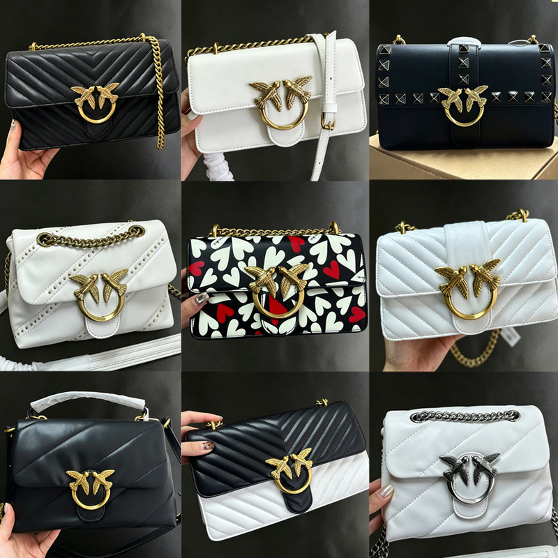 New Pinko-style swallow bag for women, genuine leather chain bag, small square messenger bag, versatile New Pinko-style swallow bag for women, genuine leather chain bag, small square messenger bag, versatile