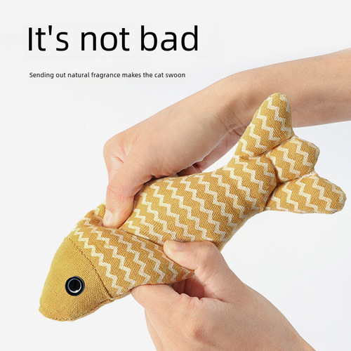Simulation fish cat toy plush toy catnip cat teaser toy jute chewable teeth grinding pet supplies wholesale