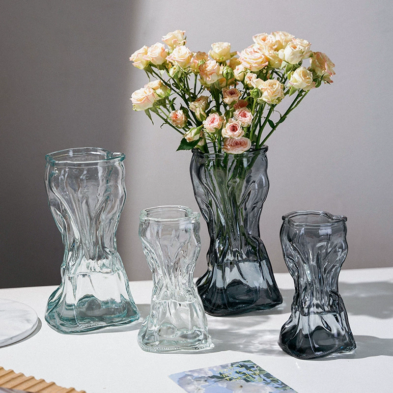 Новая креативная стеклянная ваза для дома украшение с изогнутой шеей ваза простой офис сушеный цветок ваза оптом