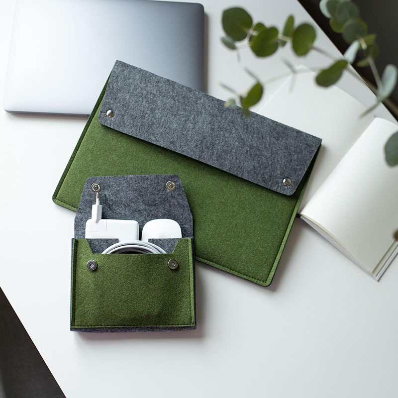 Minimalist Color-Blocked Felt Laptop Bag, Portable Inner Sleeve, Lightweight Protective Cover for Commuting, Mouse Bag Wholesale