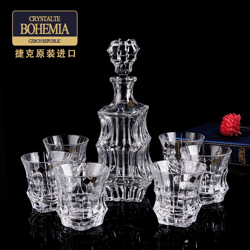 捷克 Import crystal eating bib, wine set for whiskey, wineglass, pocket flask, light luxury style