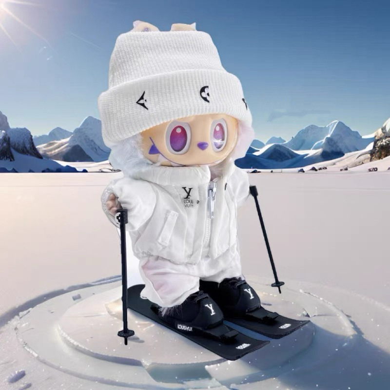 (Winter Skiing Baby Clothes) Labubu 17cm Baby Ski Suit Light Luxury High-End Customization Suitable for First, Second, and Third Generations