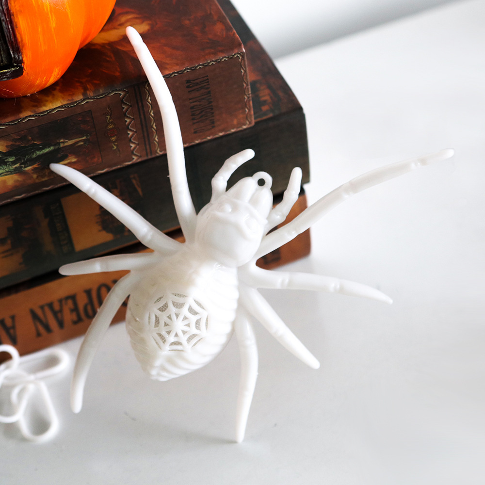 Decoración de Halloween de la atmósfera de la araña diseño props de simulación de plástico negro araña led luminoso araña colgante transfronterizo
