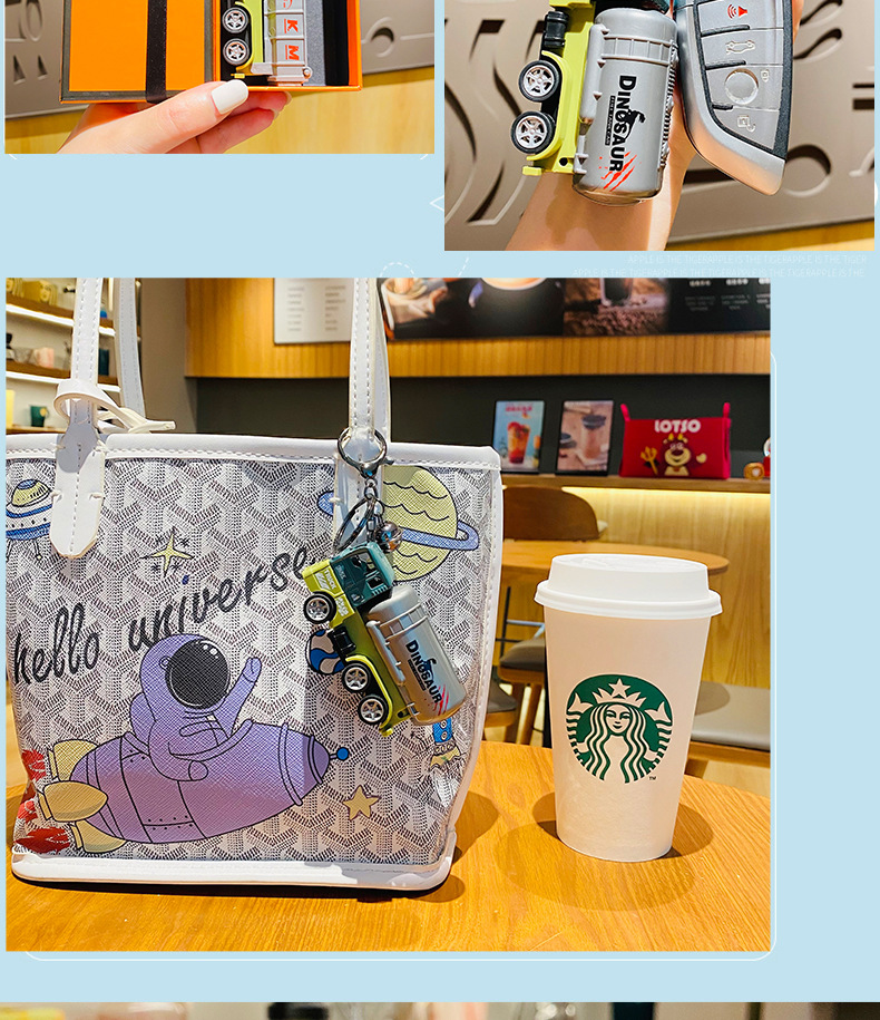 نمط الرسوم المتحركة سيارة بلاستيك للجنسين قلادة حقيبة سلسلة مفاتيح display picture 2