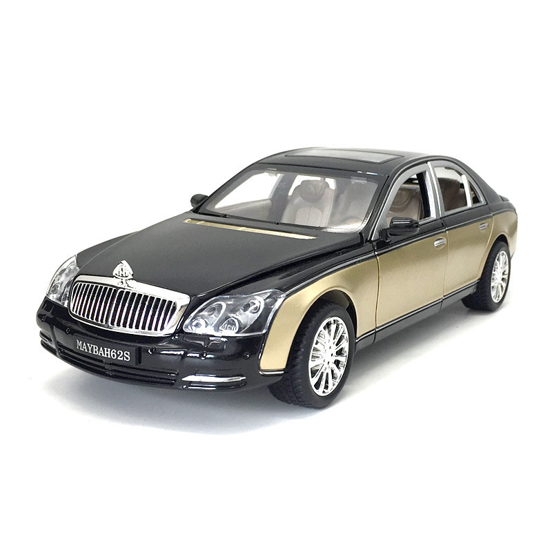 Modelo de coche de aleación XLG 1:24 Maybach 62s coche de negocios tire de la puerta trasera de sonido y luz de los hombres modelo de coche de juguete Decoración
