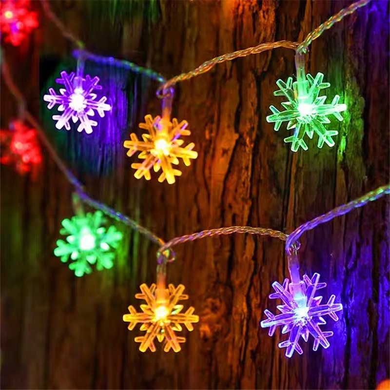 Christmas LED Snowflake string lights Christmas decorate Coloured lights festival arrangement Hanging lamp Decorative lamp