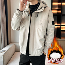 冲锋衣棉衣外套男2025痞帅连帽户外宽松工装夹克秋冬美式机车外套