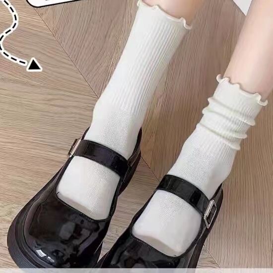Four Seasons Wearable Comfortable Ear-rimmed Piled Socks Gentle Fresh All-match Simple Fashion Casual Girl's Heart Lace