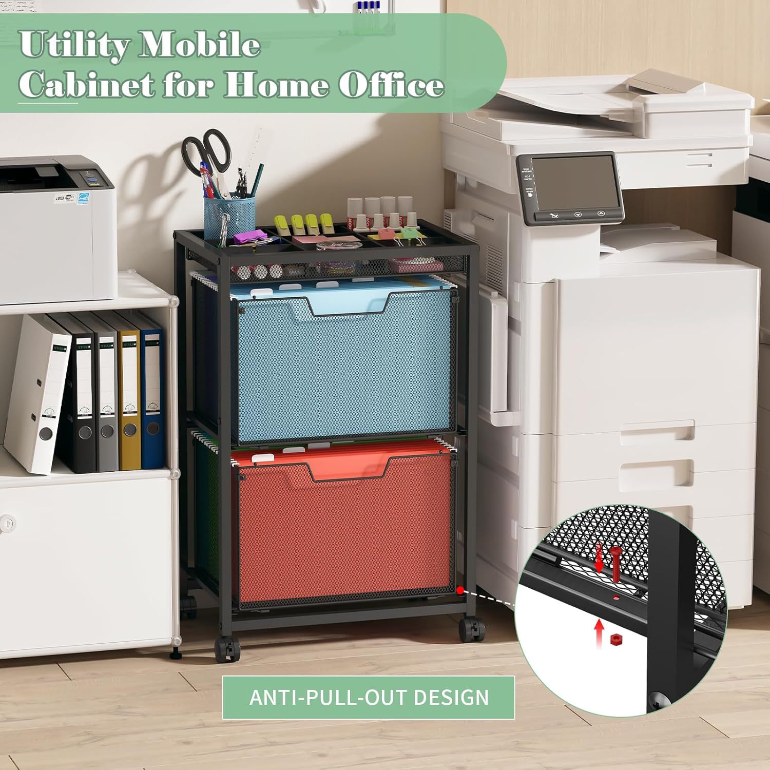 Cross-Border Small File Cart Storage Rack, Rotating Mobile File Cabinet, Home Office Storage, Home Storage Solution