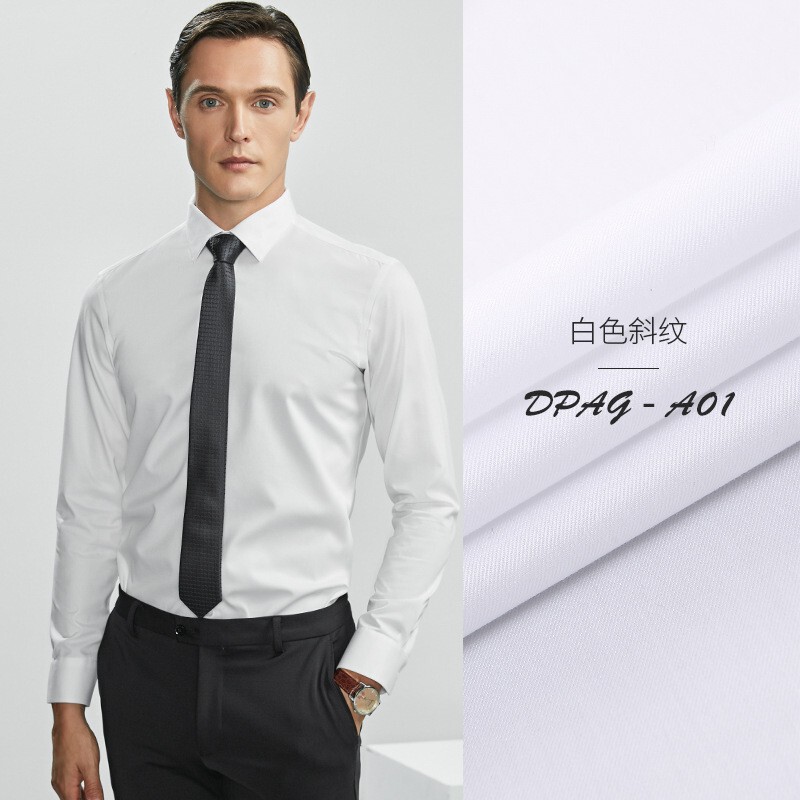 White Twill Ready-To-Wear No-Iron 100-Count Double Shirt for Work Formal Occasion Men's Long-Sleeved Cotton Shirt Wholesale