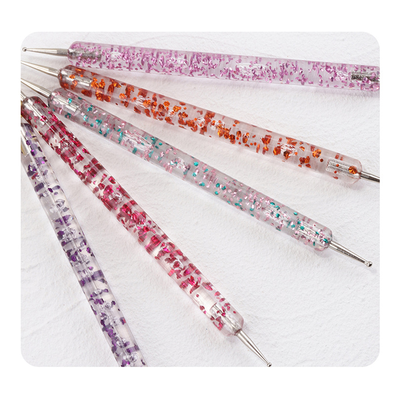 Cruz-frontera especial de 5 piezas de uñas lentejuelas doble cabeza taladro pluma acrílico brillo flor aguja lentejuelas Rod Taladro