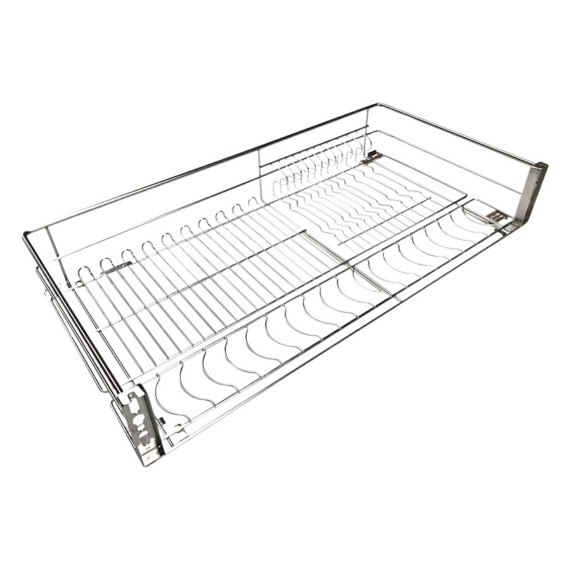 Acero inoxidable plato de cocina de almacenamiento plato de tres lados de gran capacidad cajón de gabinete 304 cesta sólida