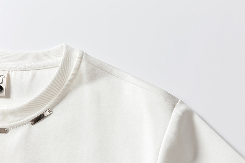 Herren T-shirt Mit Metalldetail Einfarbig Klassische Passform_voghion.com