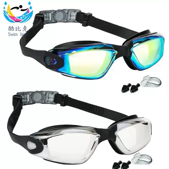 成人泳镜 电镀新款连体鼻夹耳塞硅胶游泳眼镜 防雾防水跨境游泳镜