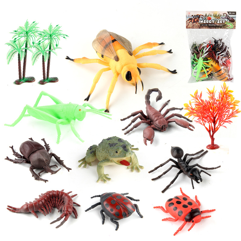 Transfronteriza simulación mini insecto biológico modelo saltamontes araña escarabajo hormiga rana estática decoración traje de juguete