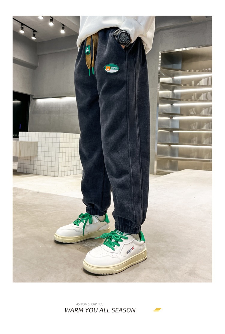Boys Autumn Corduroy Jogger Pants Casual Sweatpants For Kids_voghion.com