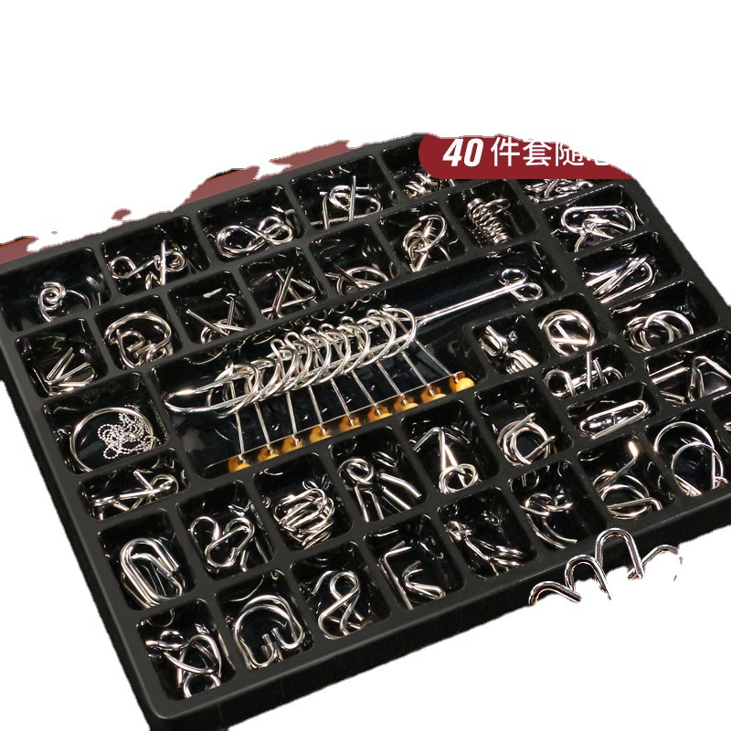 Juguetes de inteligencia de nueve cadenas que desbloquean la educación temprana niños estudiantes pasan aduanas y queman cerebro 30 Kong Ming Lock 25 piezas traje