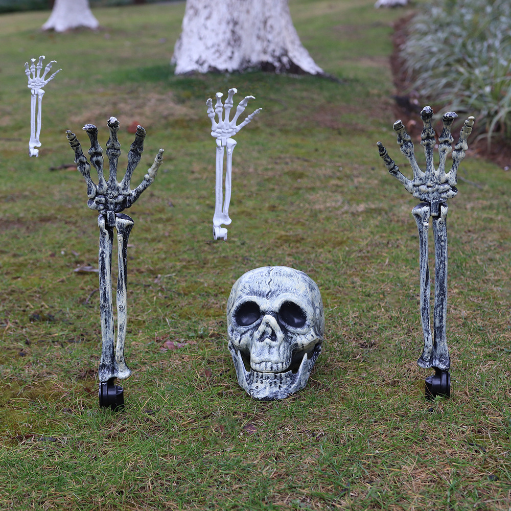 Halloween esqueleto conjunto de esqueleto simulación de plástico humano hueso de mano cráneo adornos de decoración del día fantasma props