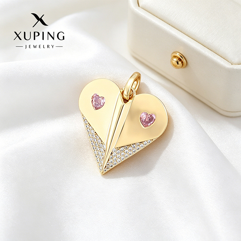 Joyería Xuping Europa y los Estados Unidos colgante de amor transfronterizo ligero de lujo nicho aleación de cobre chapado 14k colgante colgante al por mayor mujeres