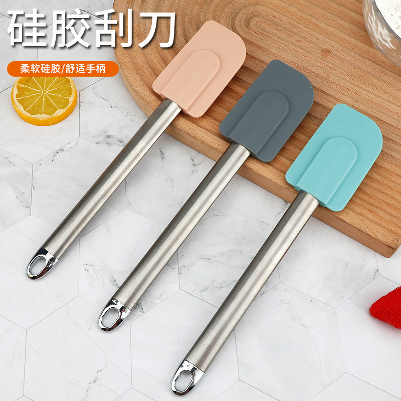 In stock wholesale stainless steel handle silicone scraper butter spatula stirring cream knife baking tools cake tools