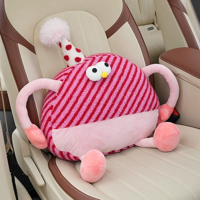 Waist support Creative Monster Car Cushion Comfortable - plush-monster-lumbar-support-striped-red
