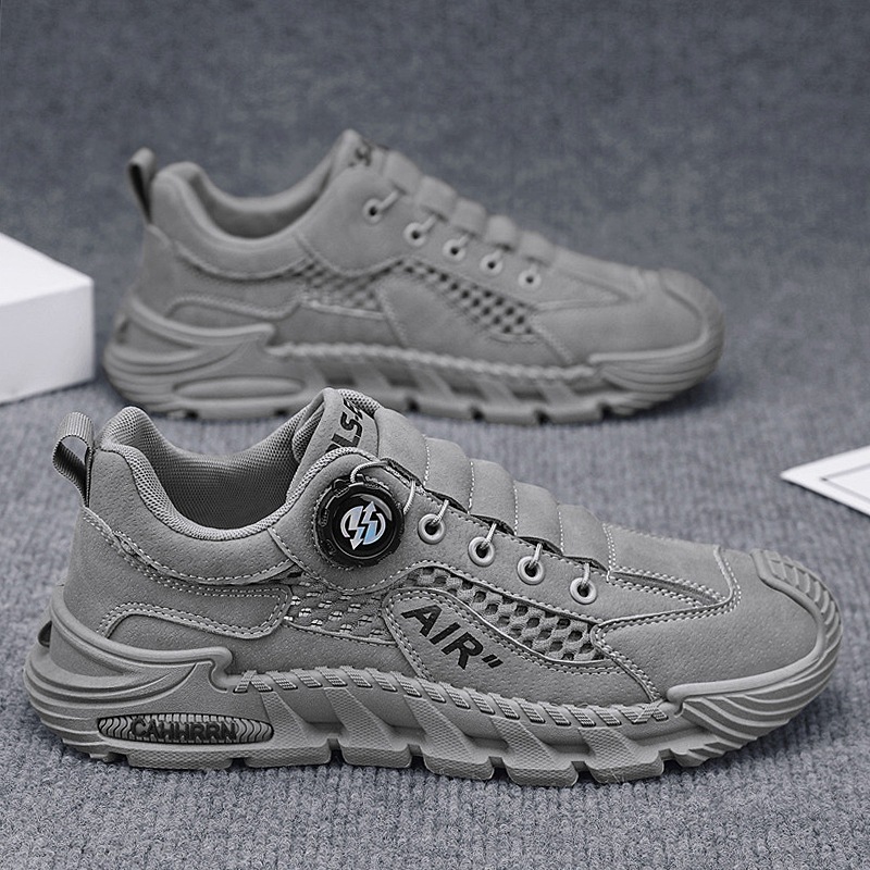 Zapatos de hombre Verano 2025 Calzado casual deportivo de red grande hueco Zapatos de moda de malla transpirable para hombre Botones giratorios para hombre