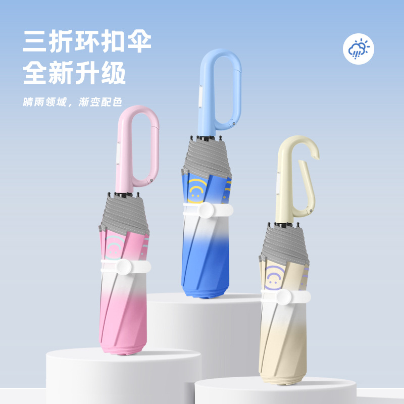 Gradient Ring Buckle Children's Umbrella for Elementary School Students, Boys and Girls, Sun Protection and Uv Protection Folding Sun Umbrella