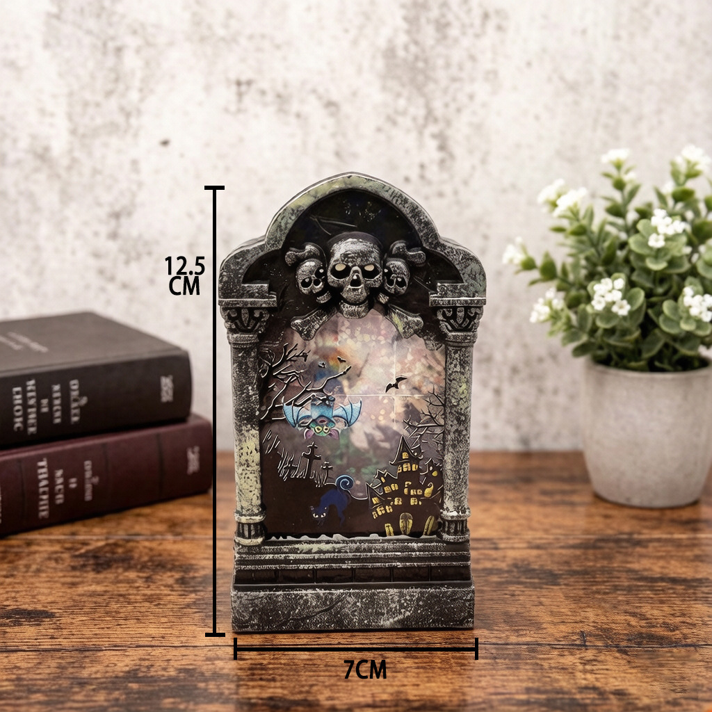 Lámpara de lápida de Halloween nueva decoración LED accesorios lámpara de vela colorida lámpara de calabaza portátil lámpara de calabaza