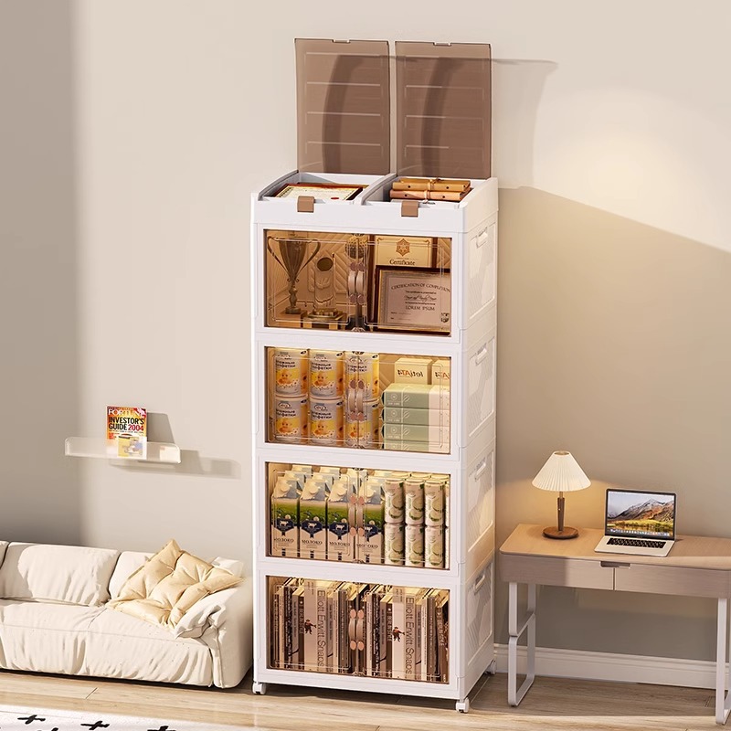 Household Storage Cabinet with Multiple Layers, Thickened, for Snacks, Children's Toys, Clothes, Books, No Assembly Required, Foldable Storage Cabinet