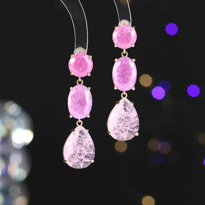 Geometric design cute earrings with zircon drop-shaped, silver 925 sample